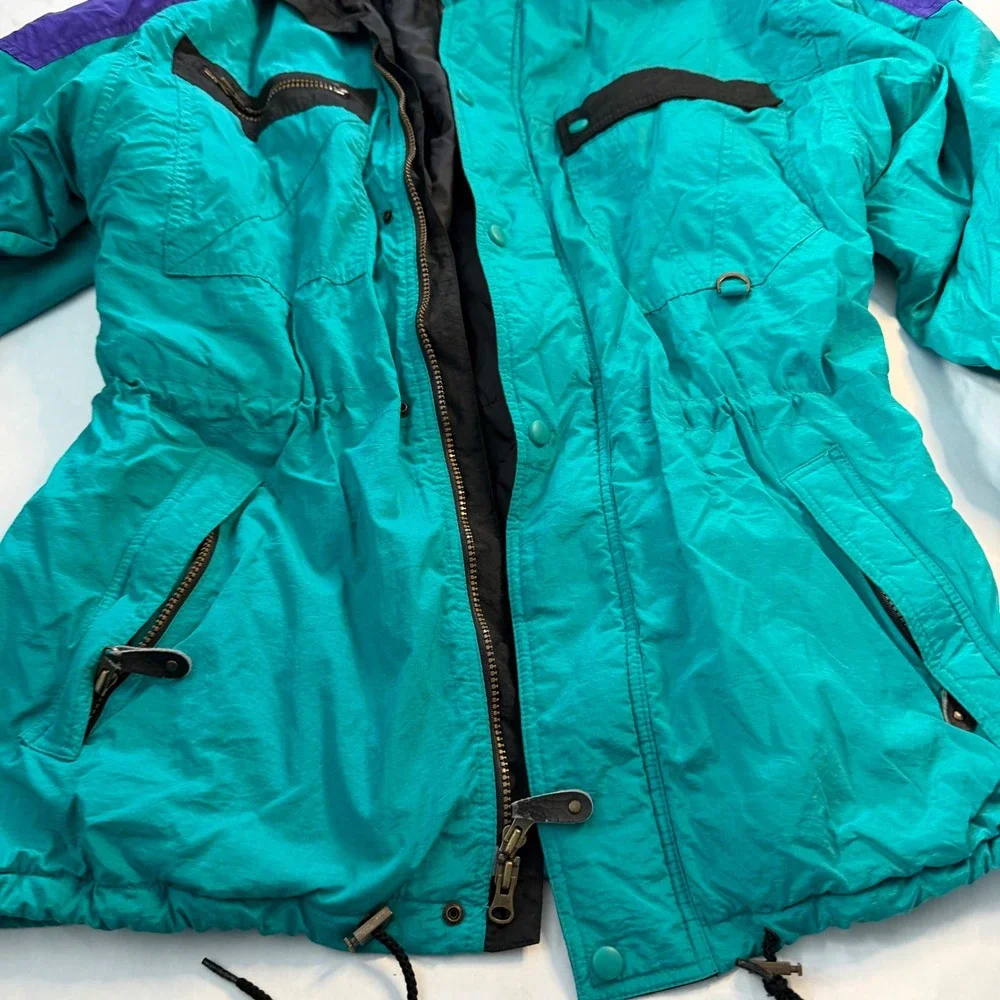 CEVAS Helly Hansen VTG Teal Purple Colorblock Ski Jacket Winter Coat Mens Medium